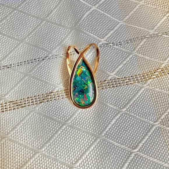 Jewelry - 14K Gold Mosaic Australian  Opal Pendant, Opal Jewelry, Australian Jewelry